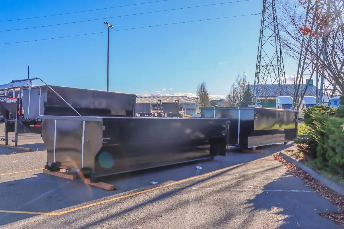Roll-off dumpster ready for waste disposal at job site for Construction Dumpster Rental in Shaker Heights